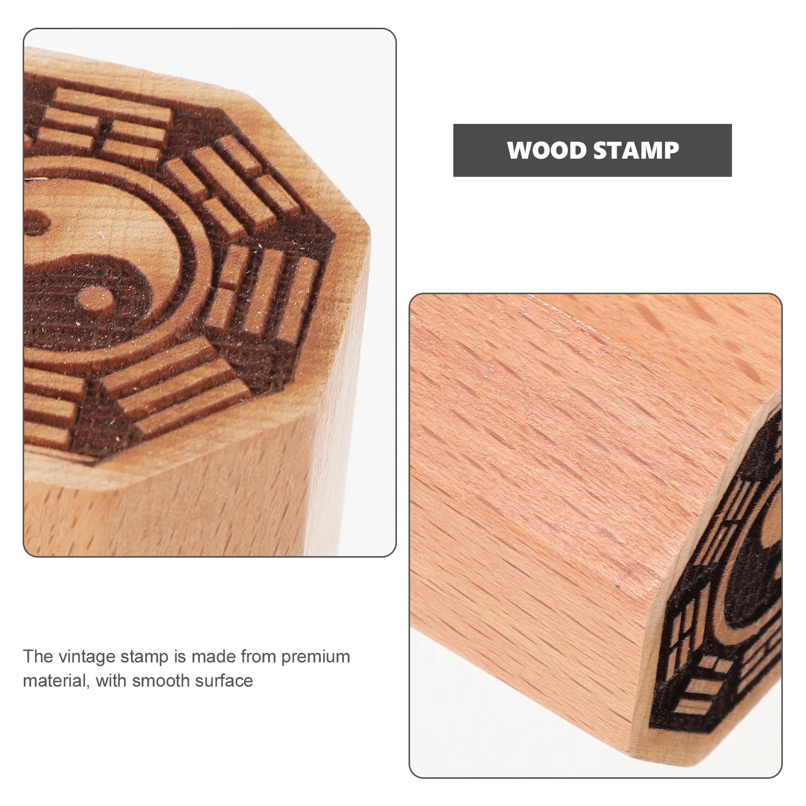 

2pcs Bagua Seal Chinese Style Wood Craft Stamps Decorative Traditional Stampers Embossing Culture Taoism Wooden Stamper Storage