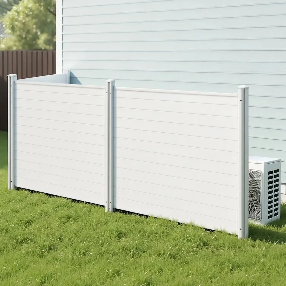 

Трехсекционный уличный экран для обеспечения конфиденциальности, 50 x 50 дюймов, для кондиционера, с 27,6-дюймовыми колышками для крепления к земле, ограждение для бассейна, горизонтальный.