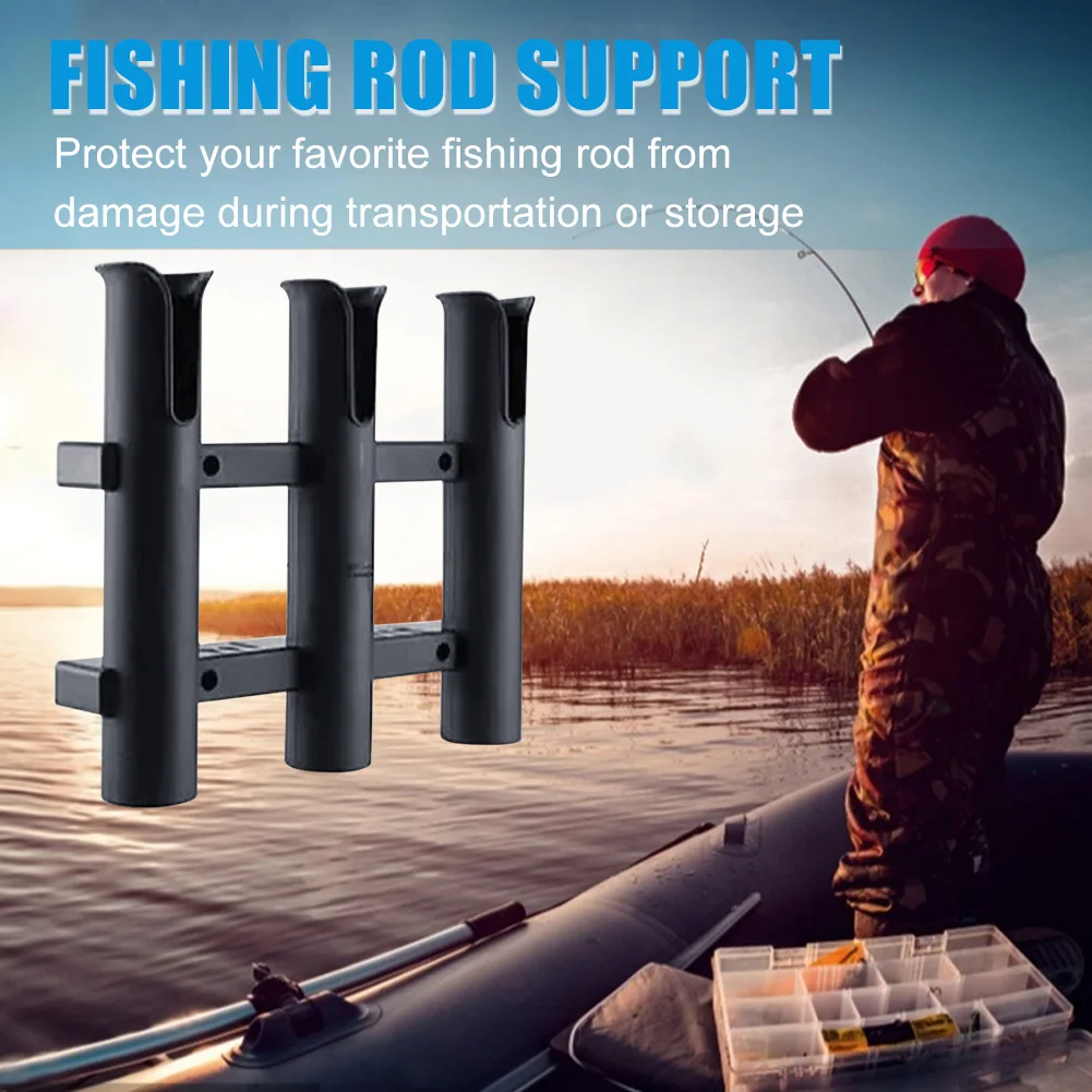 

Fishing Rod Racks Holder With Slots Space-saving 3 Tubes Link Mount Bracket For Saltwater Freshwater