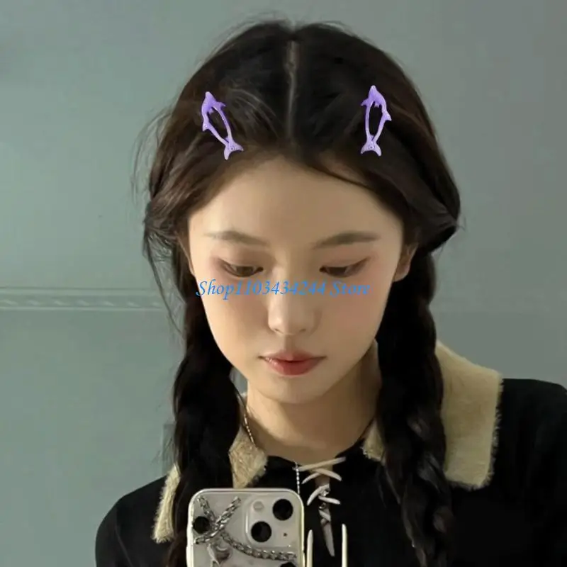 1 زوج المشابك أغطية الرأس غطاء الرأس لطيف دولفين دبوس الشعر الجانب مقاطع الشعر Hairgrip مقاطع للأطفال إكسسوارات الشعر