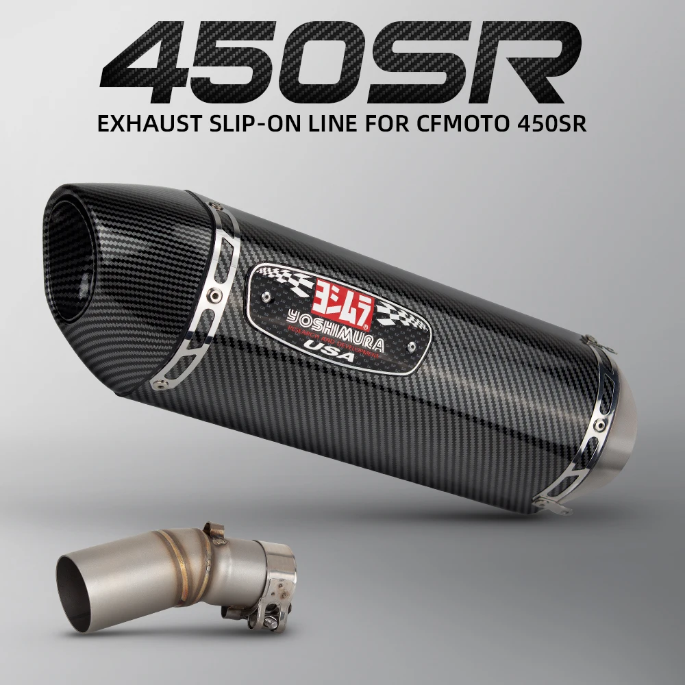 Slip On For CFMOTO 450SR 450SS Motorcycle Exhaust Escape System Modified Silencer Middle Link Pipe Yoshimura Muffler DB Killer