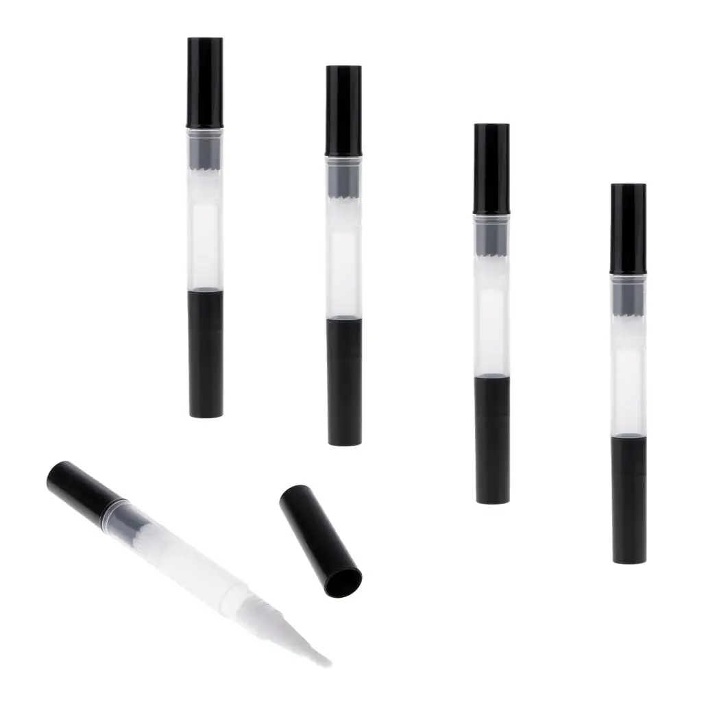 Bouteilles d'huile pour cuticules avec brosse, Tube de croissance des cils, stylo torsadé vide, stylo de brillant à lèvres de 3ml, Tube de récipient cosmétique, 5 pièces