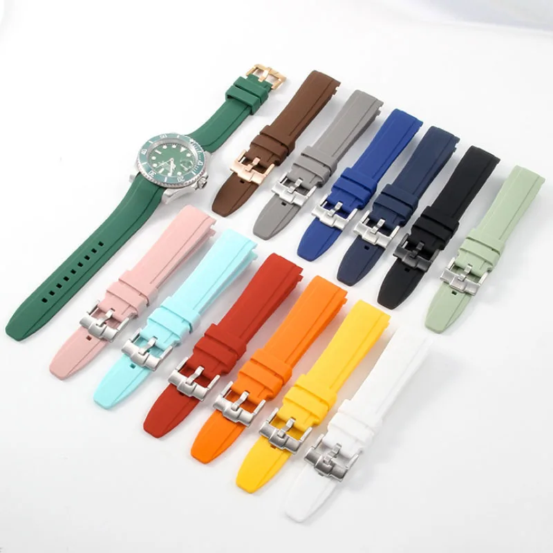 20mm 22mm Silicone Strap for Swatch Universal Curved End Arc Rubber Watch Band for Rolex Sport Waterproof Bracelet for Seiko image 2
