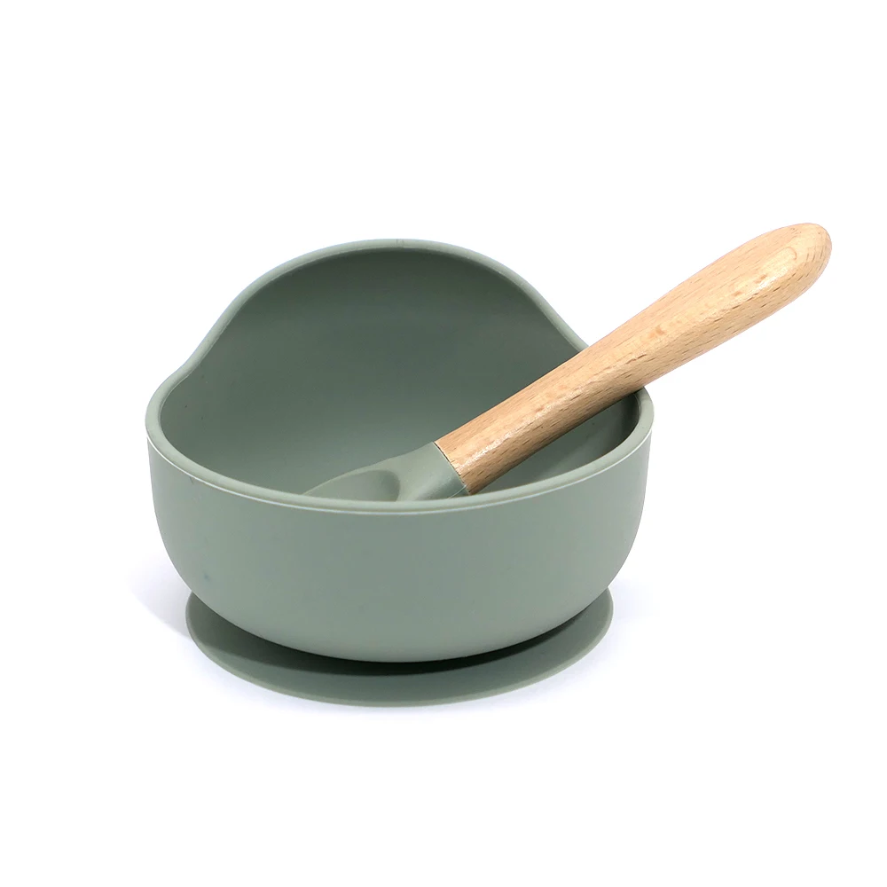 

Children's silicone suction cup bowl feeding utensils non-slip training bowl for learning to eat baby food bowl
