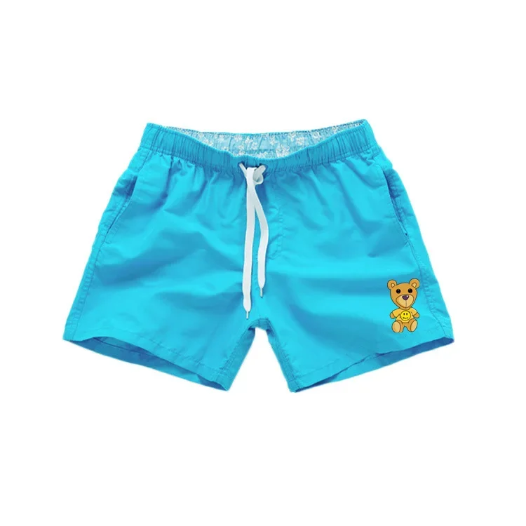 2025 New Smiley Bear Print Men's Swim Trunks Lightweight Mesh Lining Casual Beach Shorts Vacation Surfing Boardshorts