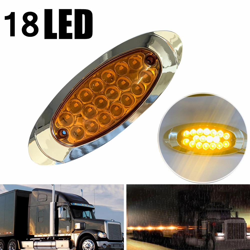 18LED Side Marker Light Auto Trucks Lorry Trailer Bus Tail Brake Lights Car Warning Lamp 12-24V High-low Bright Turn Signal Lamp