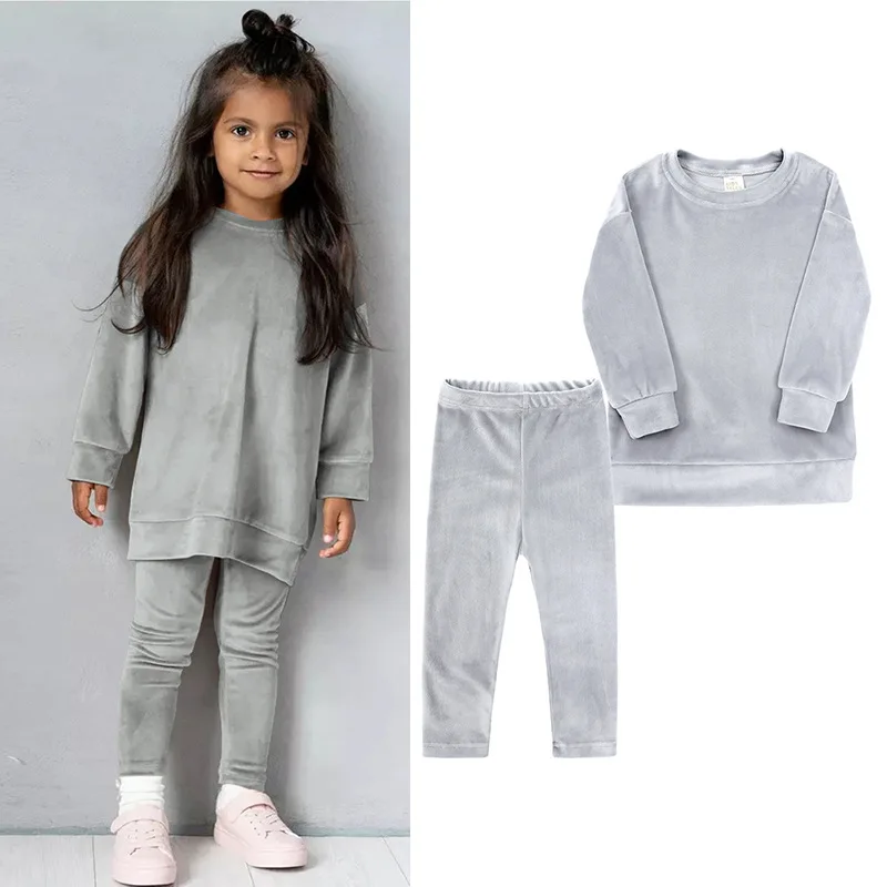 2023 Spring Autumn Kids Velour Clothing Sets Girls Outfits Boys Sweatshirt+Pants Tracksuit Suits Children Clothes image 5