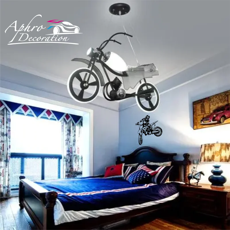 Vinyl Custom Name Motorcycle Wall Sticker Home Decoration For Kids Boys Room Self-adhesive Sticker Excited Sports