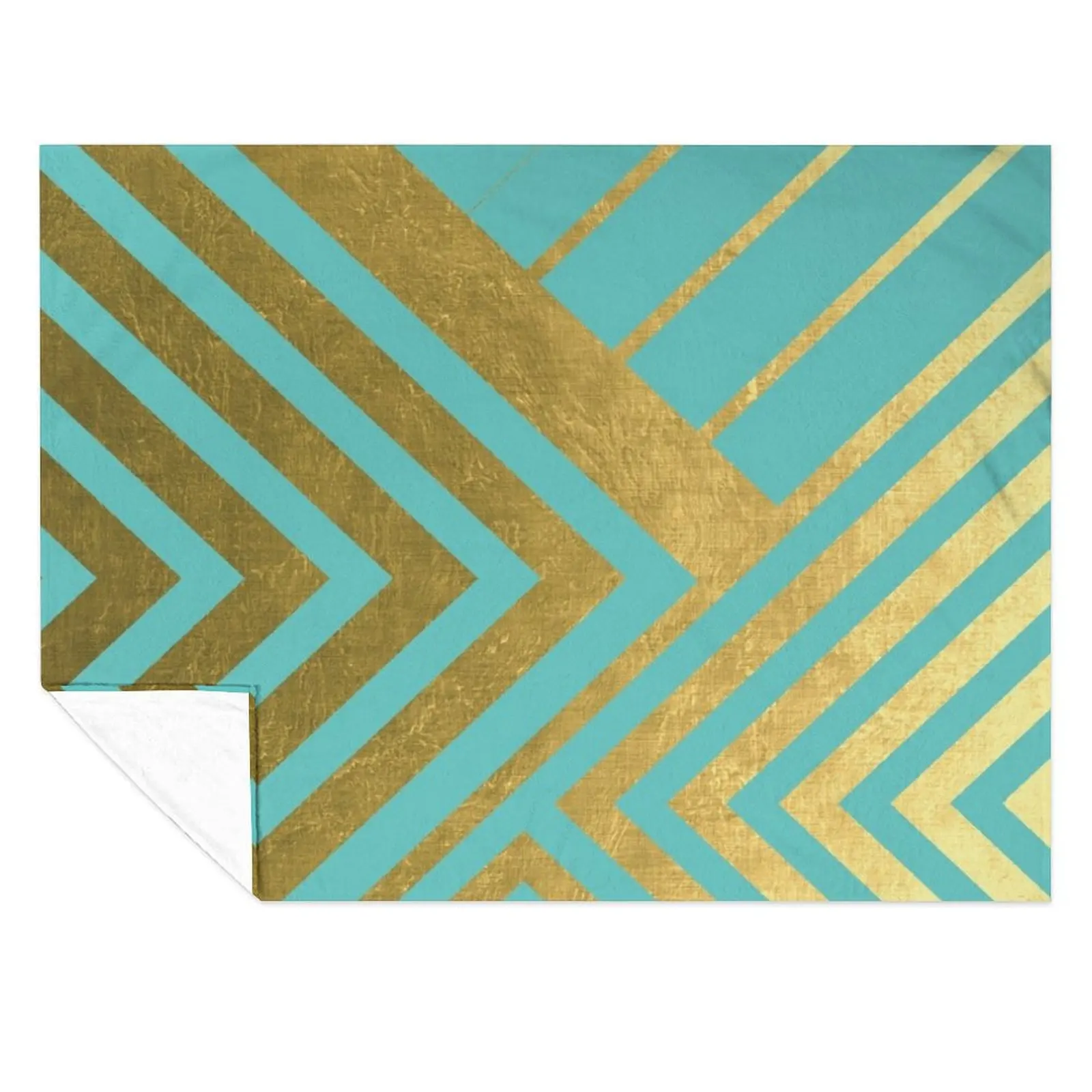 

Turquoise and Gold Geometric Luxe Throw Blanket Decoratives funny gift heavy to sleep Blankets