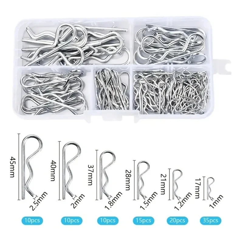 

100pcs Galvanized R-Type Cotter Pin Locking Pins Split Pin Spring Connectors Wave Hairpin Clips Heavy Duty R Clip DIY Furniture