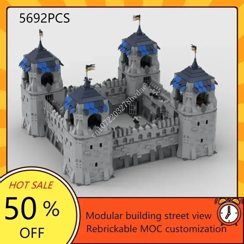 Full interior Tower Castle Modular MOC Creative Medieval Castle Black Falcons Model Custom Puzzle Assembly Children birthday toy