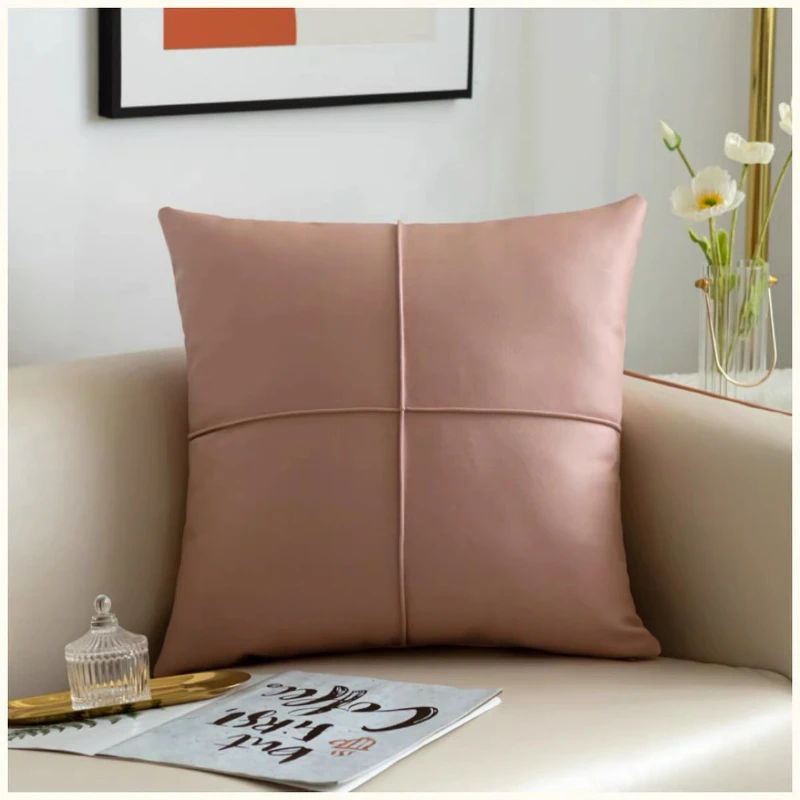 Leathaire Pillow Case Sofa Cushion Covers for Office Living Room Decorative Suqare Candy Color Soft Cozy Throw Pillowcase