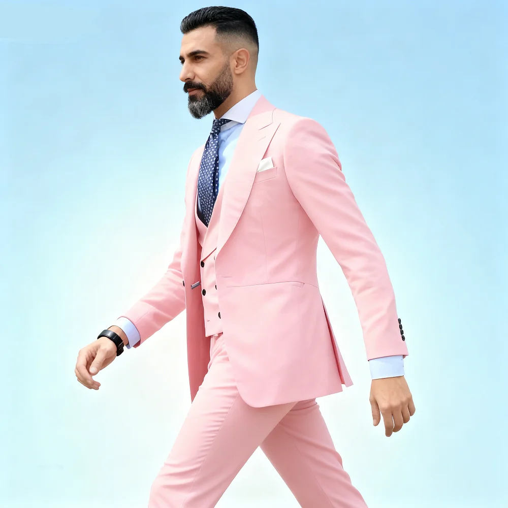 

Red Long Men's Smoking Suit Customizable Blazer Dance Jacket Vest Trousers Chinese Drawings Soft Coat Mens Formal Wear