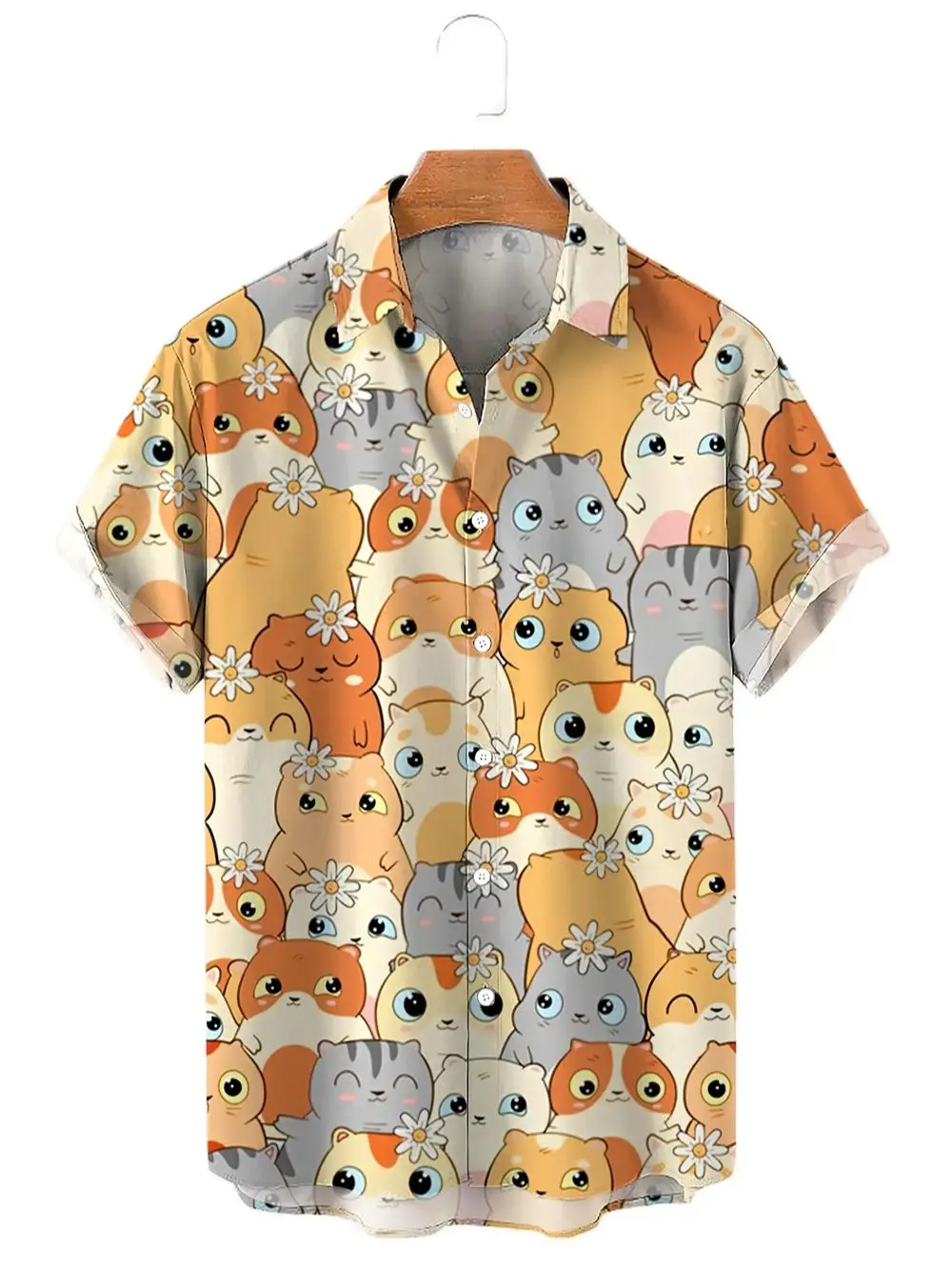 2023 Hawaii camicia da uomo Anime Shirt Cartoon Casual a maniche corte t-Shirt estate abbigliamento da uomo Street Animals Cats Retro 3d Top