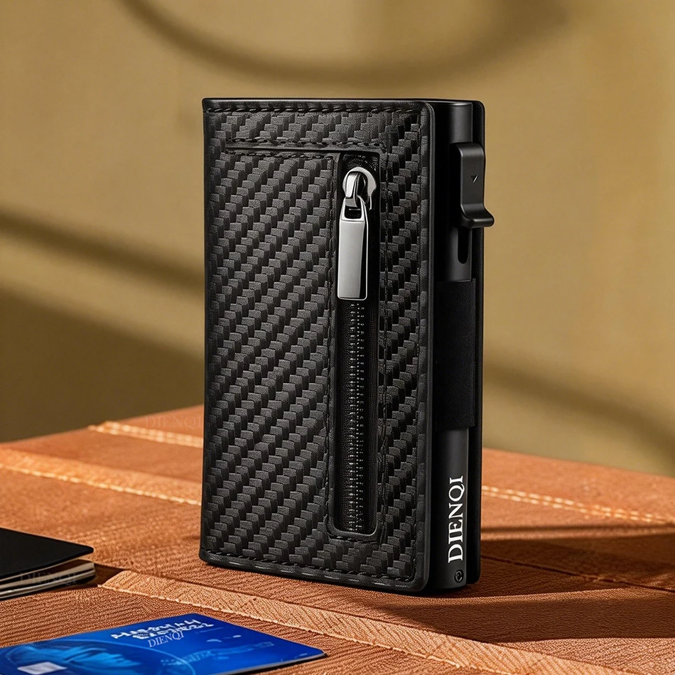Rfid Credit Card Holders Men Wallet Business Metal Card Case Luxury Synthetic Leather Card Holder Slim Thin Card Holders for Men