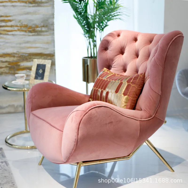 American buckle fabric living room hotel model room designer furniture single leisure sofa light luxury