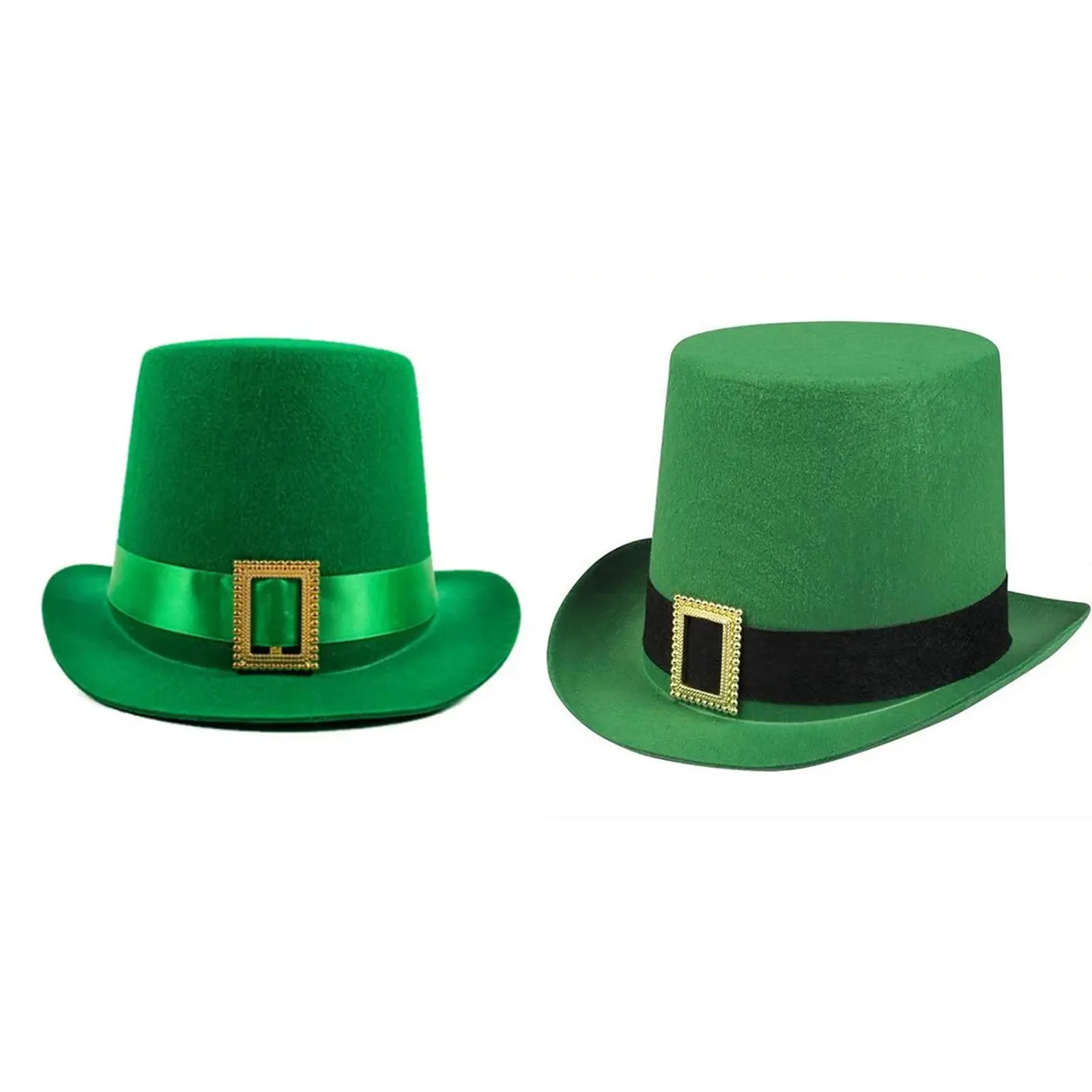 Chapeau haut-de-forme vert à la mode, chapeaux Fedoras à large bord, chapeau de Jazz pour hommes, casquette de soleil d'extérieur, Halloween, vacances irlandaises, décors de performance festive