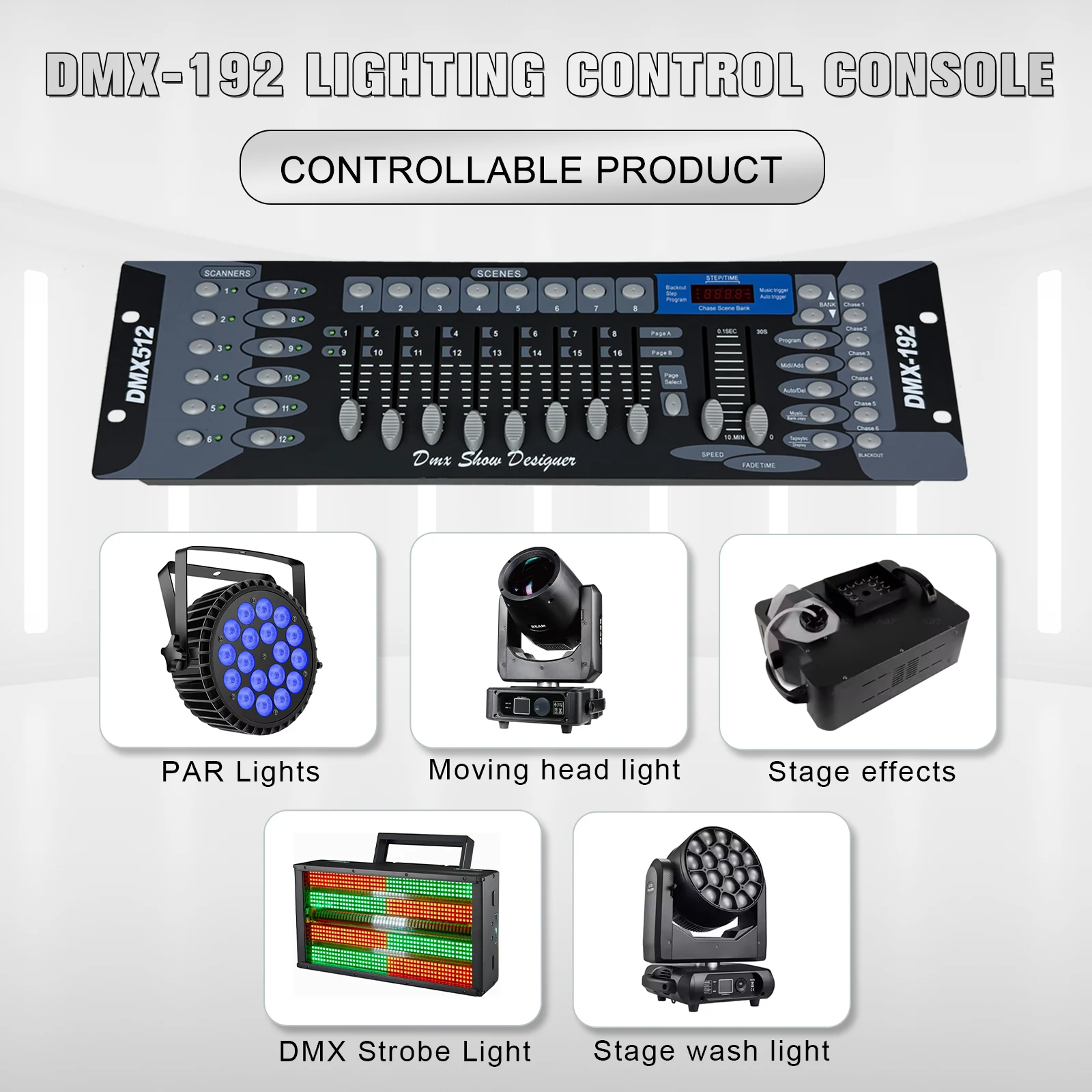 New192 Dmx تحكم Dj معدات Dmx 512 وحدة التحكم المرحلة التحكم في الإضاءة ل Led الاسمية تتحرك رئيس الأضواء RGBW شعاع غسل