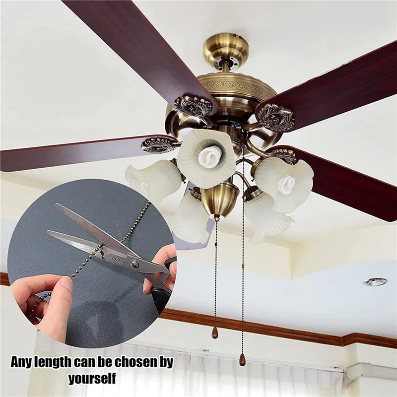 BAAJ-36 piezas extensor de cadena de tracción para ventilador de techo extensión de cadena de ventilador de bronce 12/24/ 36 pulgadas cadena de tracción para ventilador de techo Extra larga