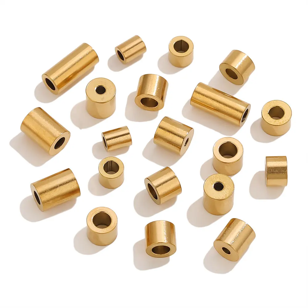 Stainless Steel Cylindrical Barrel Spacer Bead PVD Gold Waterproof Non Tarnish DIY Jewelry Making Supplies for Bracelet Necklace view 6