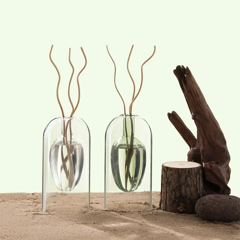 

Empty Reed Diffuser Glass Bottle, Glass Vase for Essential Oil and Flower, with 3pcs Natural Sticks,Minimalist Decor