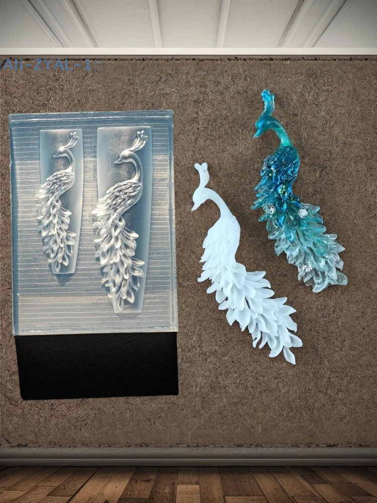 【ZYAL-1】 Stampo per unghie in silicone 3D pavone Decorazione per unghie fai da te Stampo per manicure trasparente per artigianato di gioielli per unghie