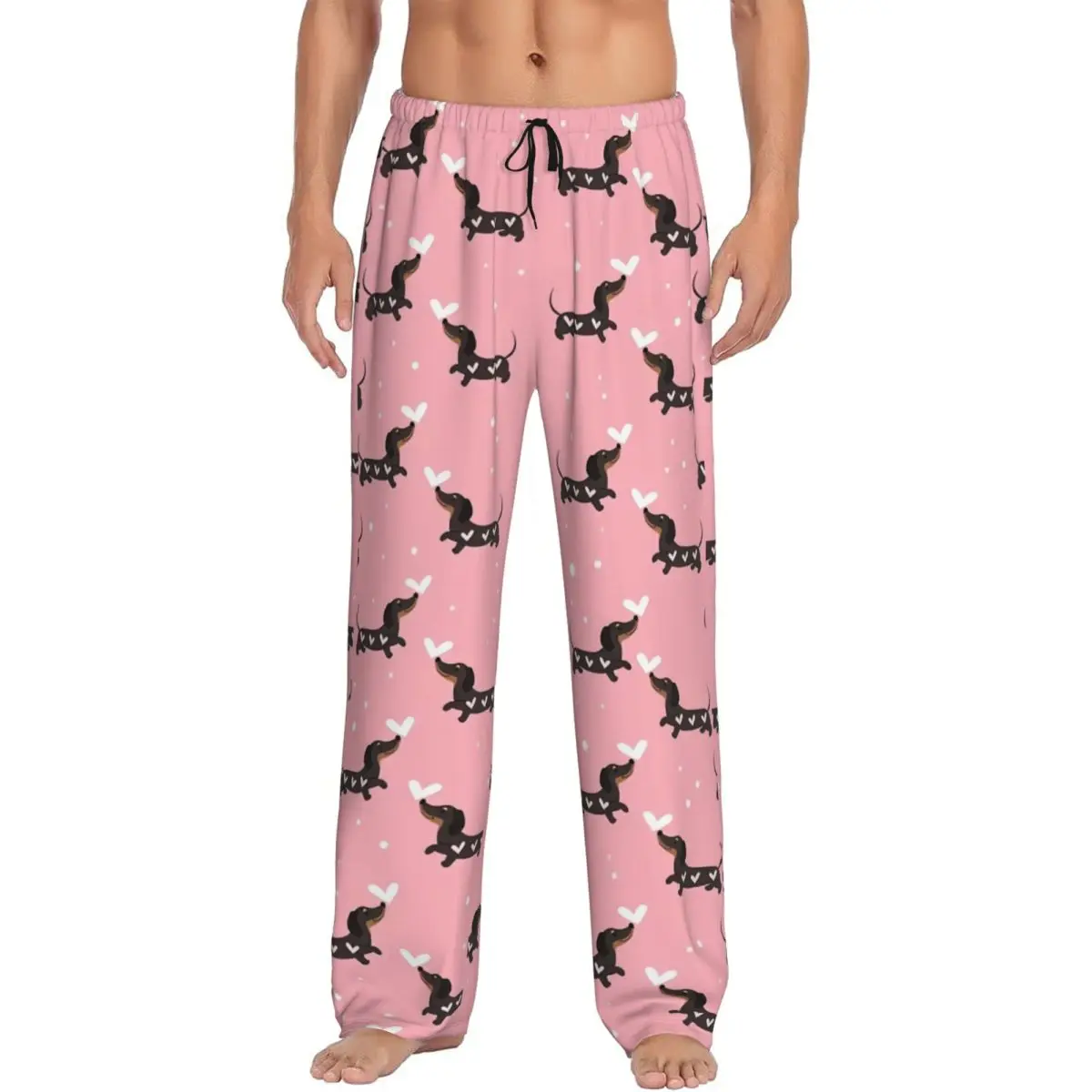 

Custom Dachshund Dog Pajama Pants for Men Sausage Dogs Lounge Sleep Drawstring Sleepwear Bottoms with Pockets