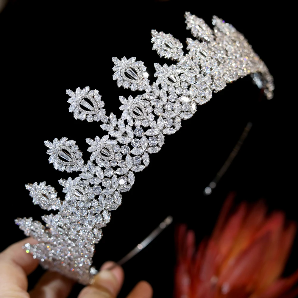 Imagem -05 - Coroa Cor Prata para Noiva Acessórios do Casamento Diadema Tiaras Tiaras Tocados Novias Casamento