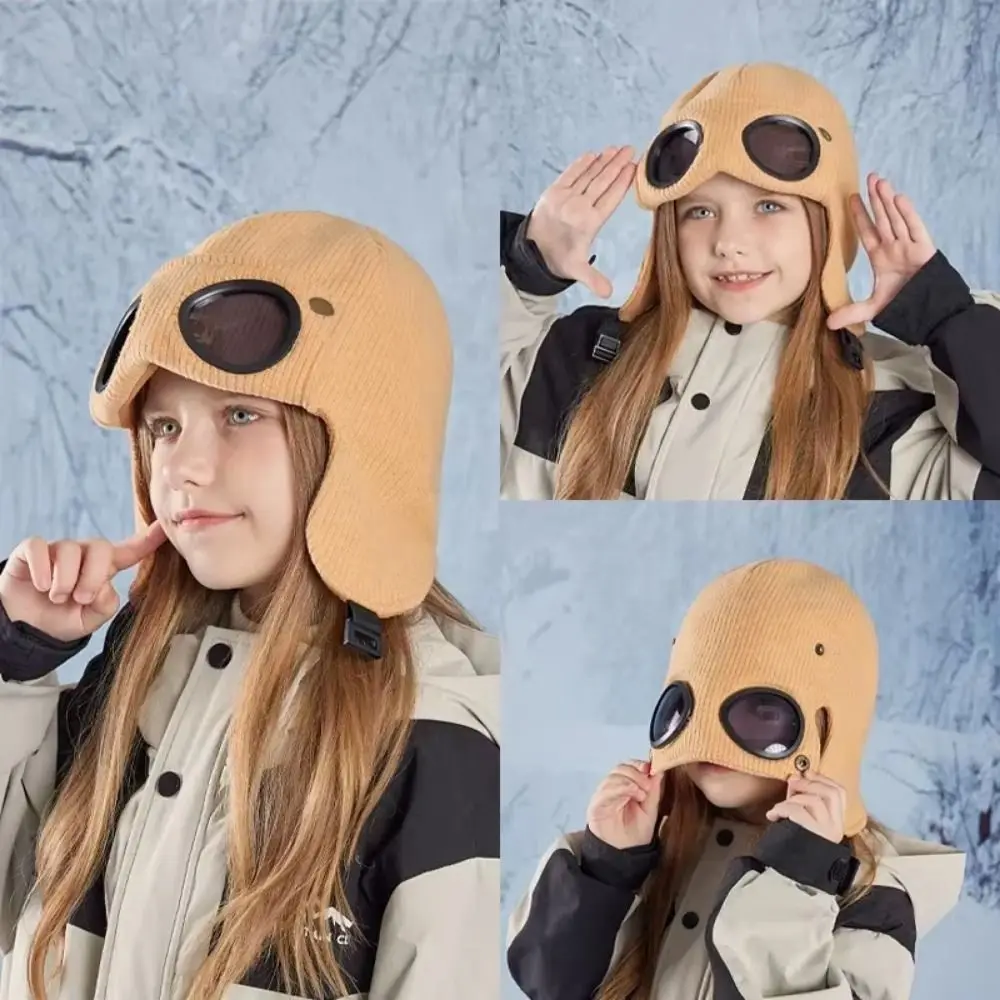 

Защита шеи, детские очки, шапка, шапка с пряжкой, ветрозащитный чехол для головы, удобные в ношении, регулируемые детские вязаные шапочки