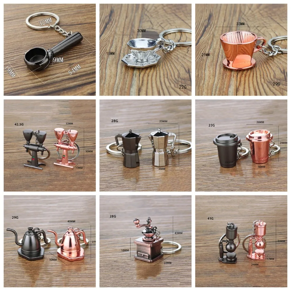 Mini porte-clés créatif en métal 3D avec poignée de café, accessoires de pichet de moka, porte-clés mignon, cadeau d'anniversaire