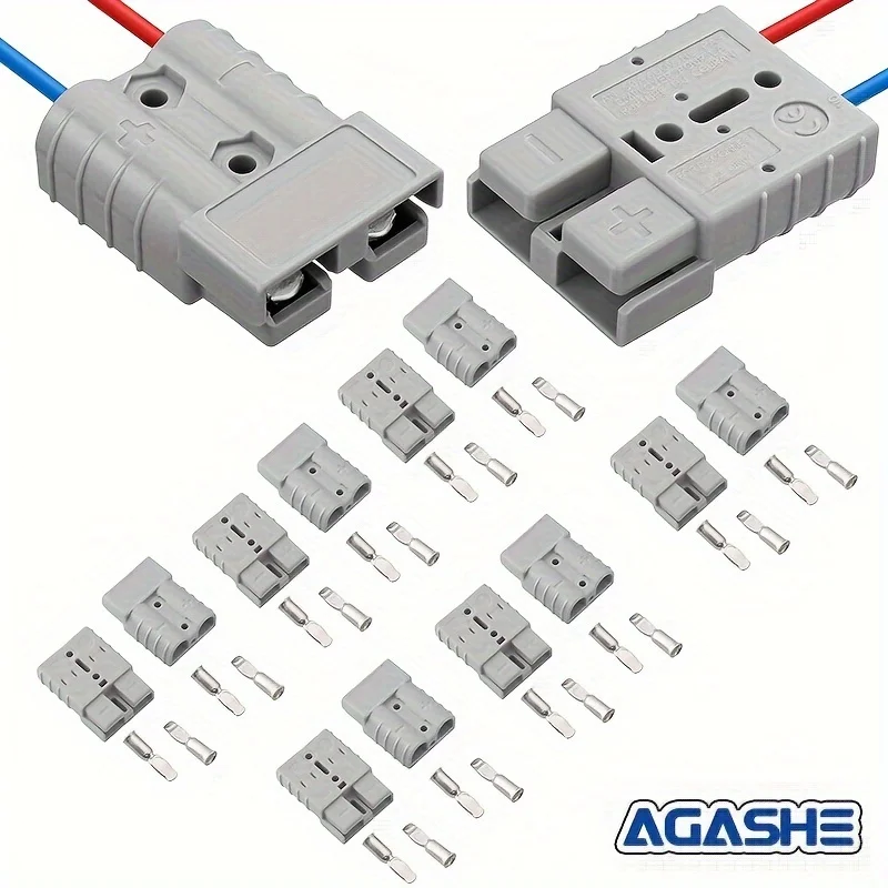 

AGASHE 12PCS Compatible with Anderson 50 Ampere Battery Quick Connect/Disconnect the plug，6 to 12 Battery Cable Connector，Jumper