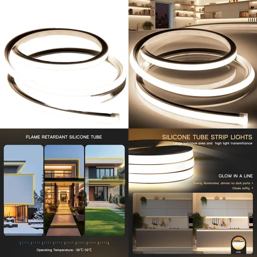 

Светодиодные ленты нейтрального белого света 4000K, 10 м, 110-120В, гибкие, силиконовые, водонепроницаемые, для наружного и внутреннего использования, идеально подходят для зеркал.