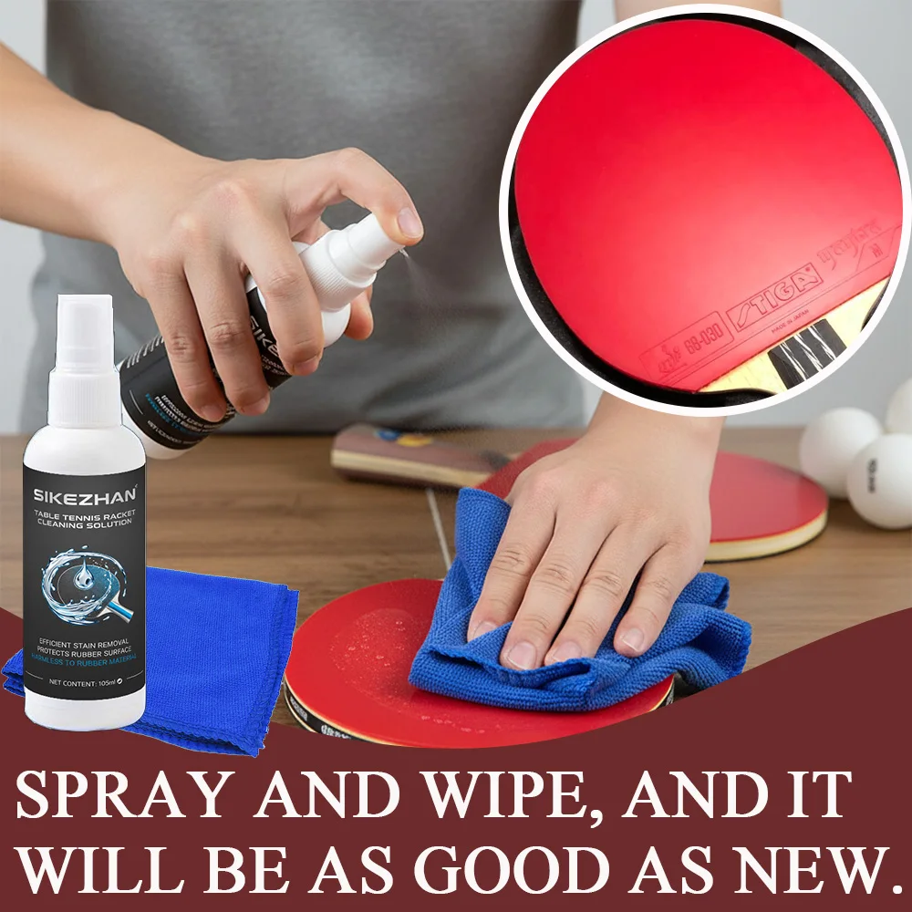 105ml Professional Table Tennis Racket Cleaner+efficient Cloth Set | Quick Stain Removal, Long-lasting Adhesion Enhancement