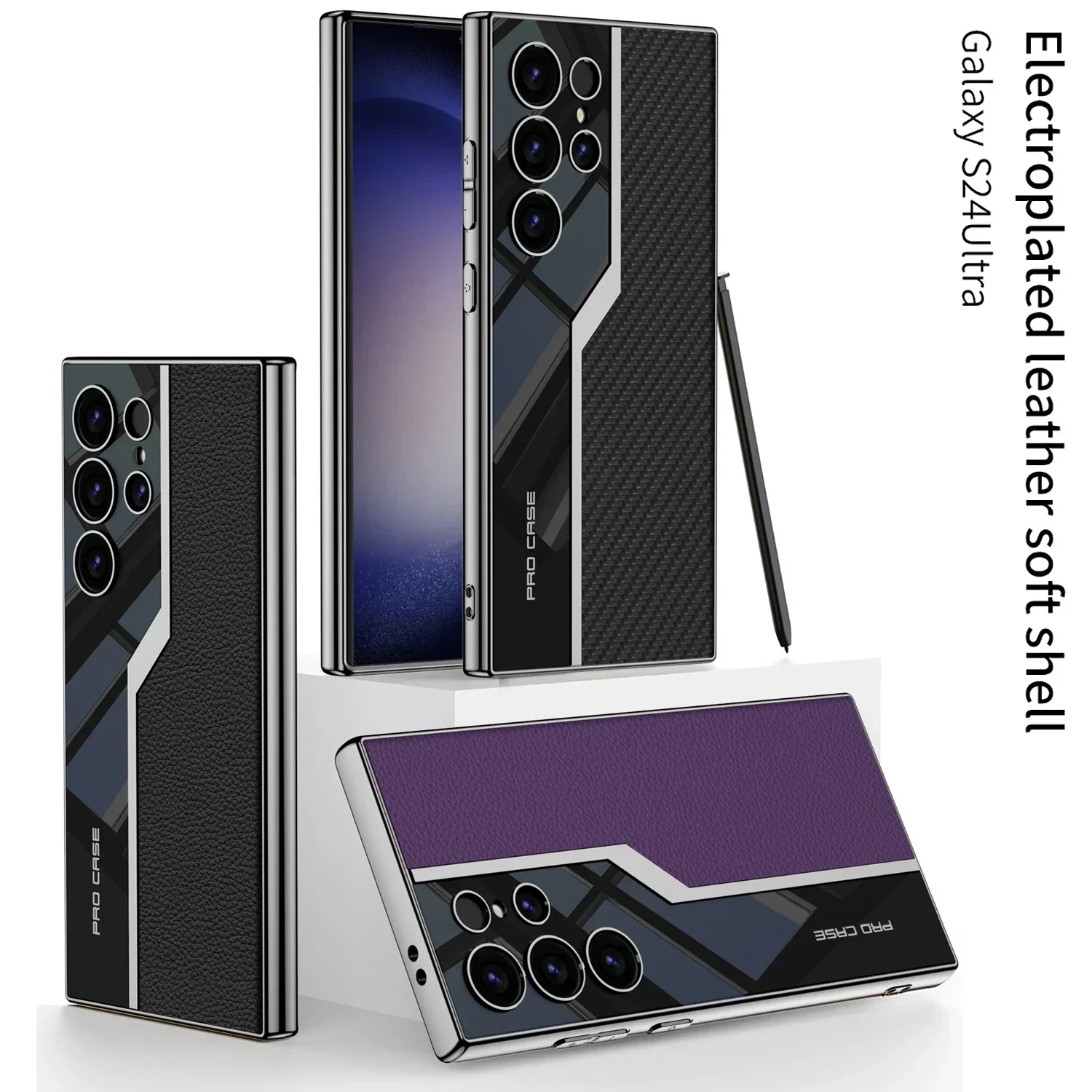 Ultra Thin Electroplated TPU Soft Plain Leather Case For Samsung Galaxy S24/S24 Ultra/S24 Plus S23 Ultra Protection Cover