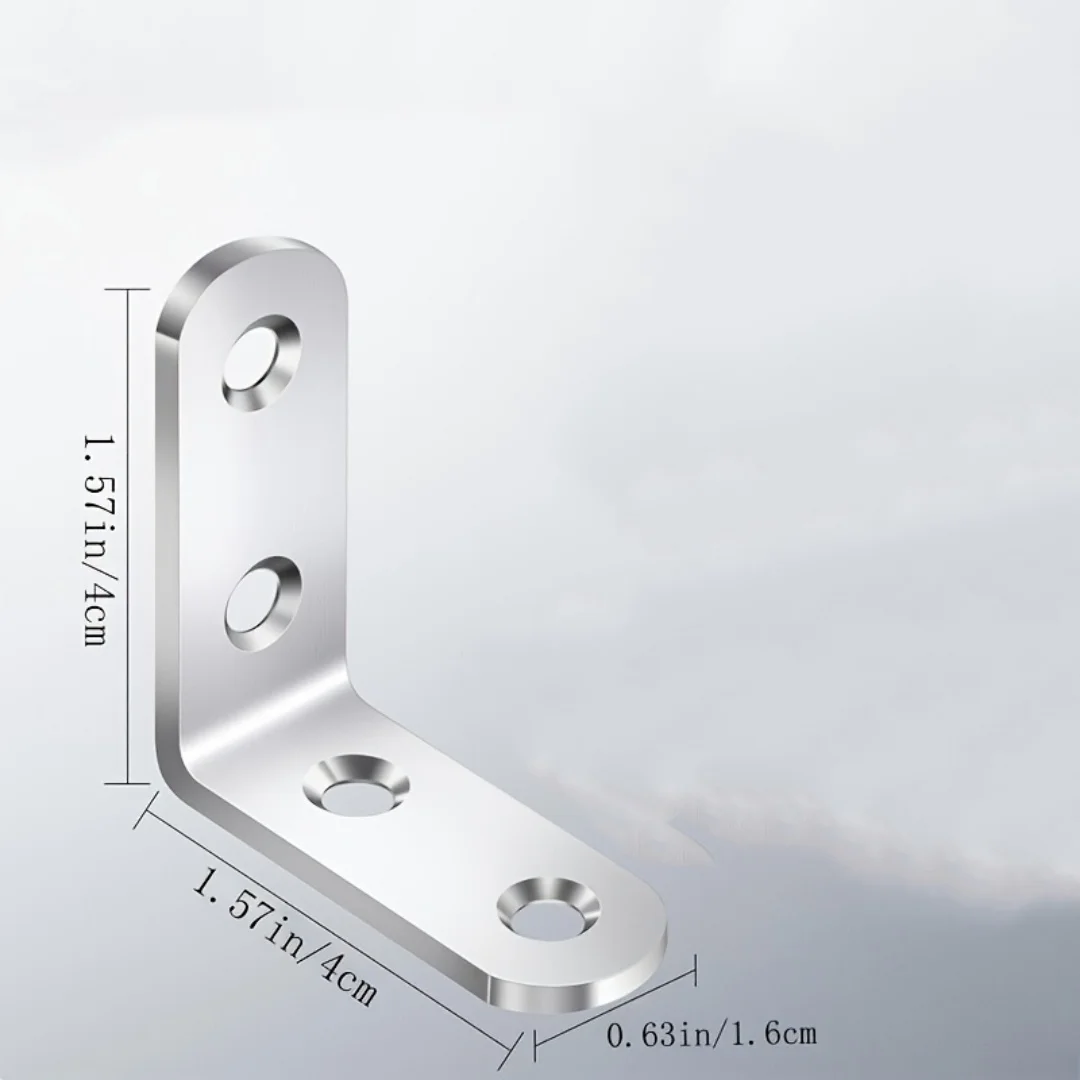 21PCS L Brackets Stainless Steel Corner Braces with Screws, 90° Right Angle Shelf Supports for Wood Furniture accessories