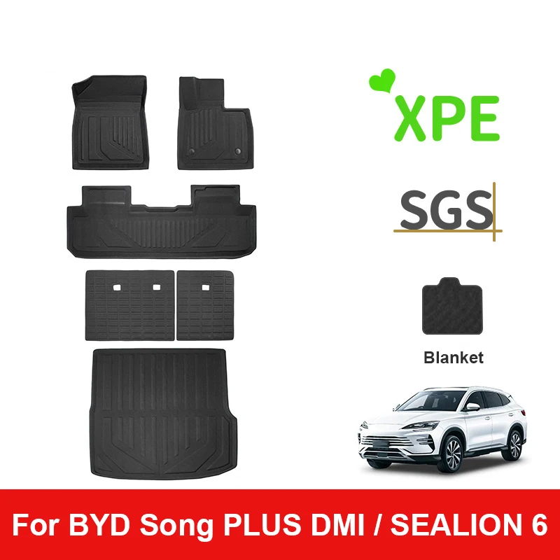 Custom Fit 3D XPE Floor Mat for BYD Song PLUS DMI SEALION 6 ECO Trunk Cargo Mat Carpet Waterproof Rubber XPE Mat