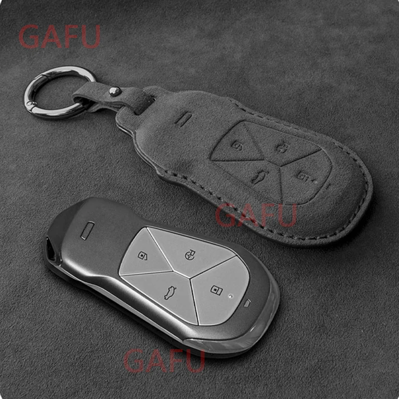 For XPeng Xiao Peng G6 P7i G9 P5 Car Key Case Clor Nets Hanging Drop Protective Cover Flip Fur Car Modification Accessories