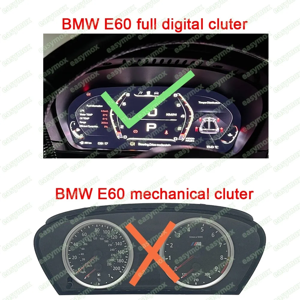 Display LCD da 12,3 pollici per BMW Serie 5 E60 E61 E63 E64 2003-2009 Cruscotto digitale Cluster Pannello Tachimetro Riparazione