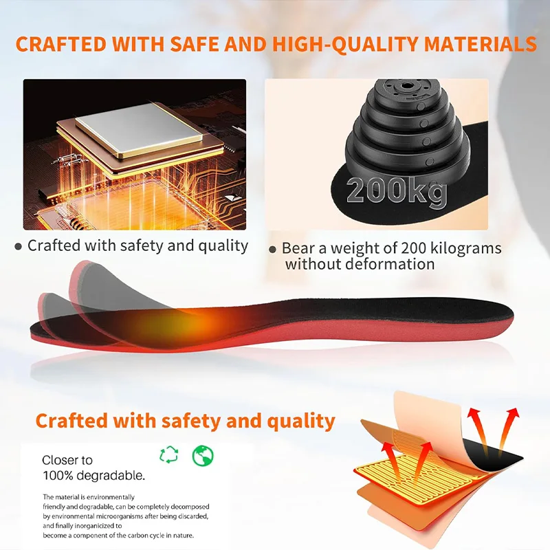 APP Remote Control Rechargeable Usb Heated Insoles Hiking Camping Skiing Hunting Outdoor Women Men Electric Foot Toe Warmer