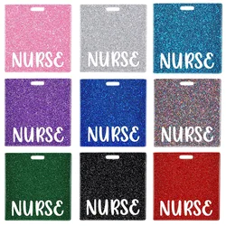 Nurse's Name Badge Fashionable Shiny Powder Rectangular Acrylic Piece Novel Name Tag Hospital Supplies