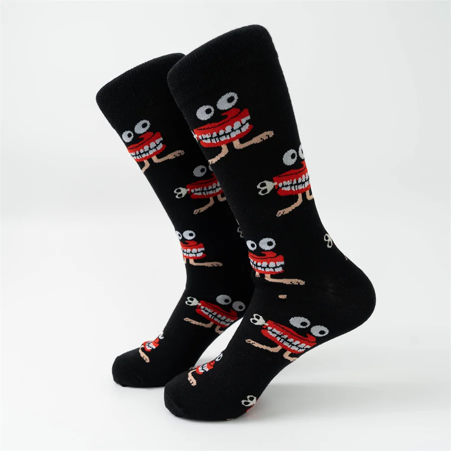 

MYORED 1 pair of autumn and winter new big mouth monster pattern male couple mid-tube socks