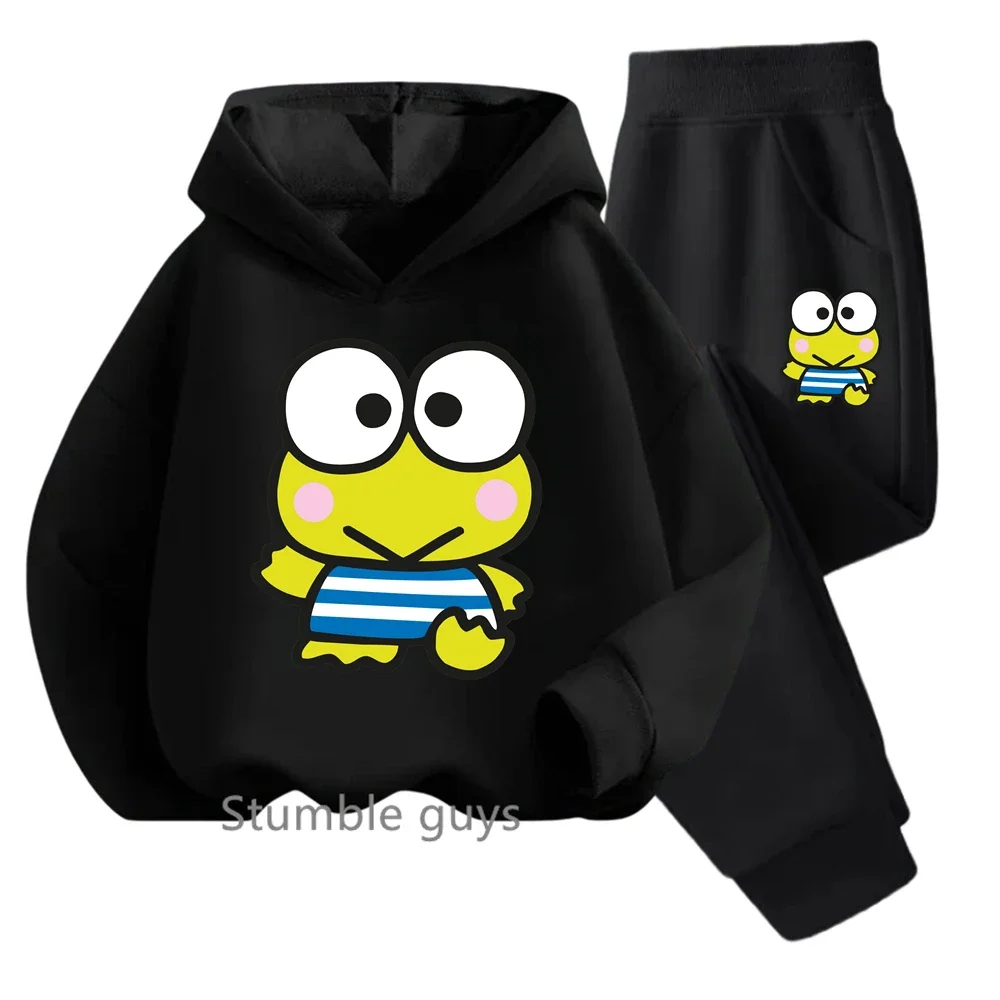 

Winter Kids Kero Kero Keroppi Hoodie Set Girls Clothes Anime Boys Clothes Warm Sweatshirt