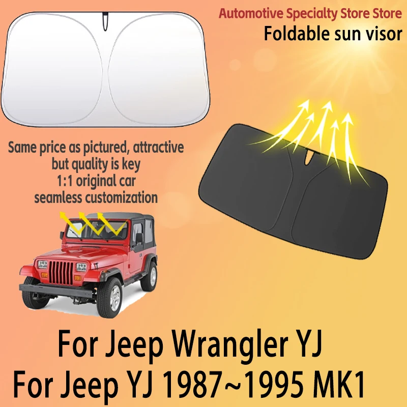 

For Jeep Wrangler YJ 1987~1995 MK1 Car Front Windshield Sunshade Fold Shade UV Shade Solar Sun Shade Privacy Curtain Accessories