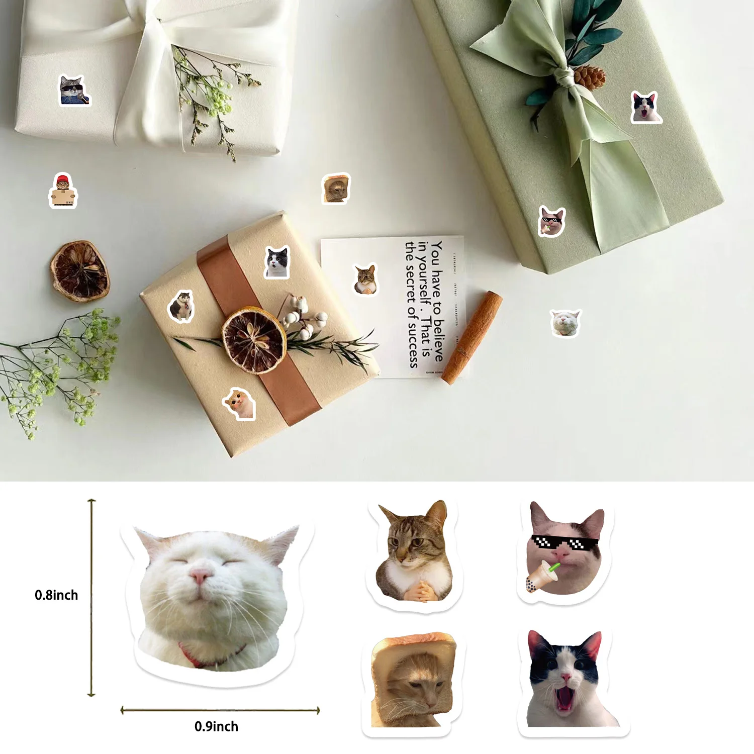 500 pz/rotolo divertenti espressioni gatto rotolo adesivi decorativi custodie per telefoni fai da te, tazza d'acqua, chitarre, decalcomania regalo impermeabile creativa