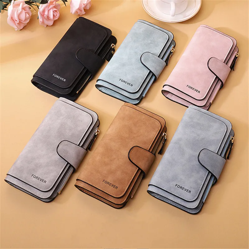 

Fashion Women's Long Matte Wallets PU Leather Large Capacity Zipper Hasp Clutch Money Bag Female Coin Purse Credit Card Holder