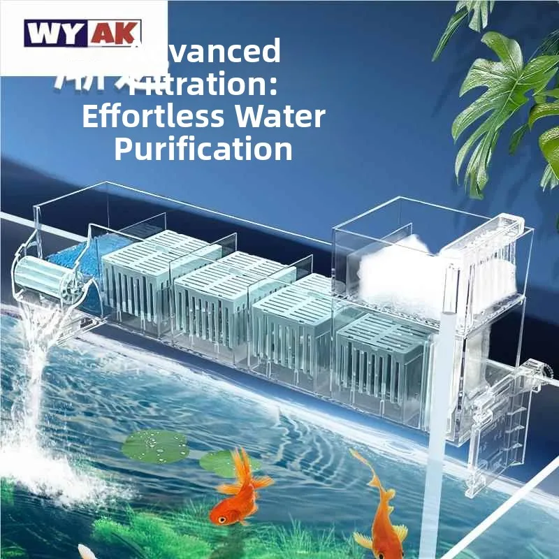 Automatic Fish Tank Feces Suction Filter Three-In-One Low Water Level Turtle Tank Wall-Mounted Up-Filtration Oxygenation Circ...