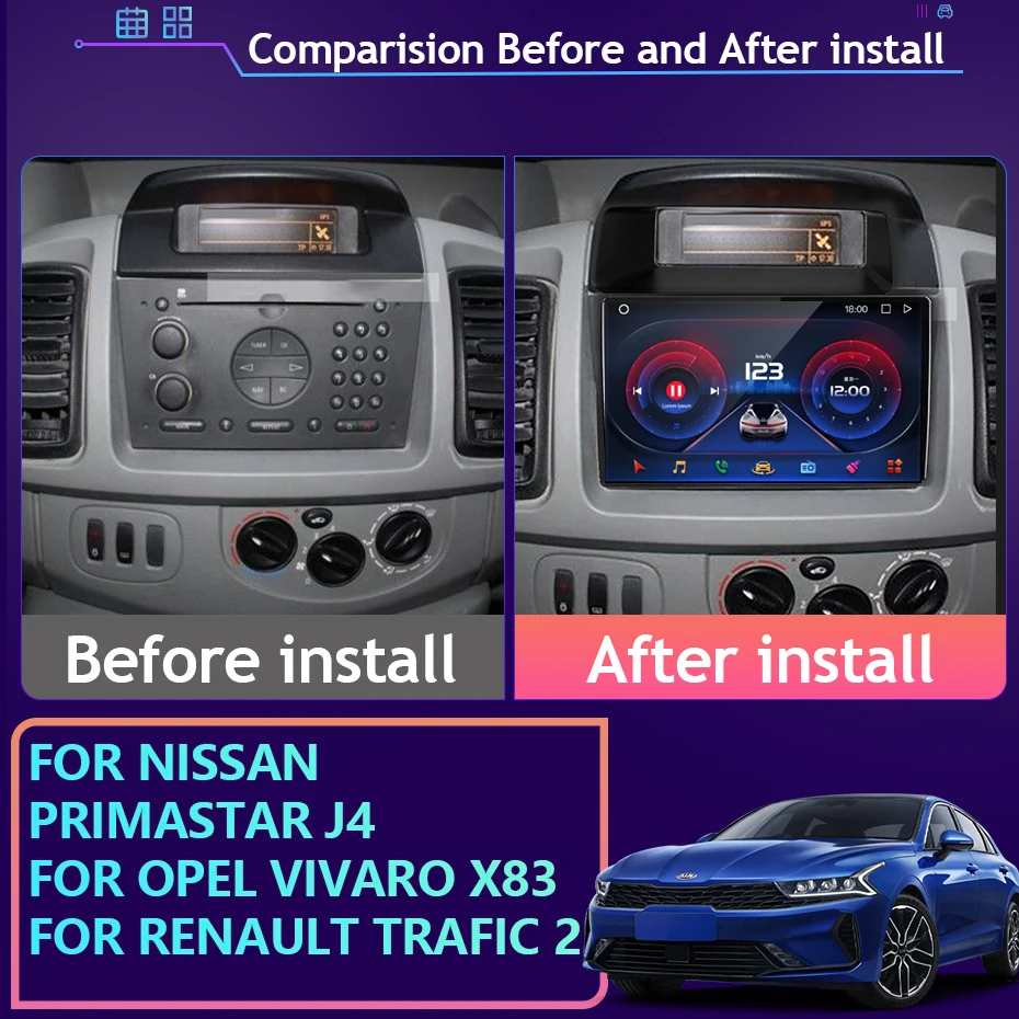 Android Car Radio Multimedia Player For Nissan Primastar J4 For Opel Vivaro X83 For Renault Trafic 2 GPS Screen Wifi No 2din DVD