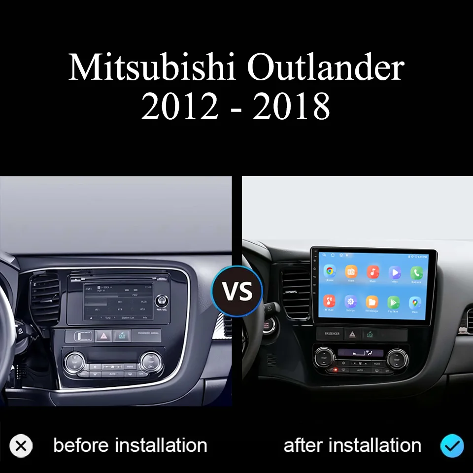 

10.1" Car Radio Multimedia DVD Player For Mitsubishi Outlander 3 2012 - 2018 GPS Navigation Android 14.0 8G Ram Carplay RDS DSP