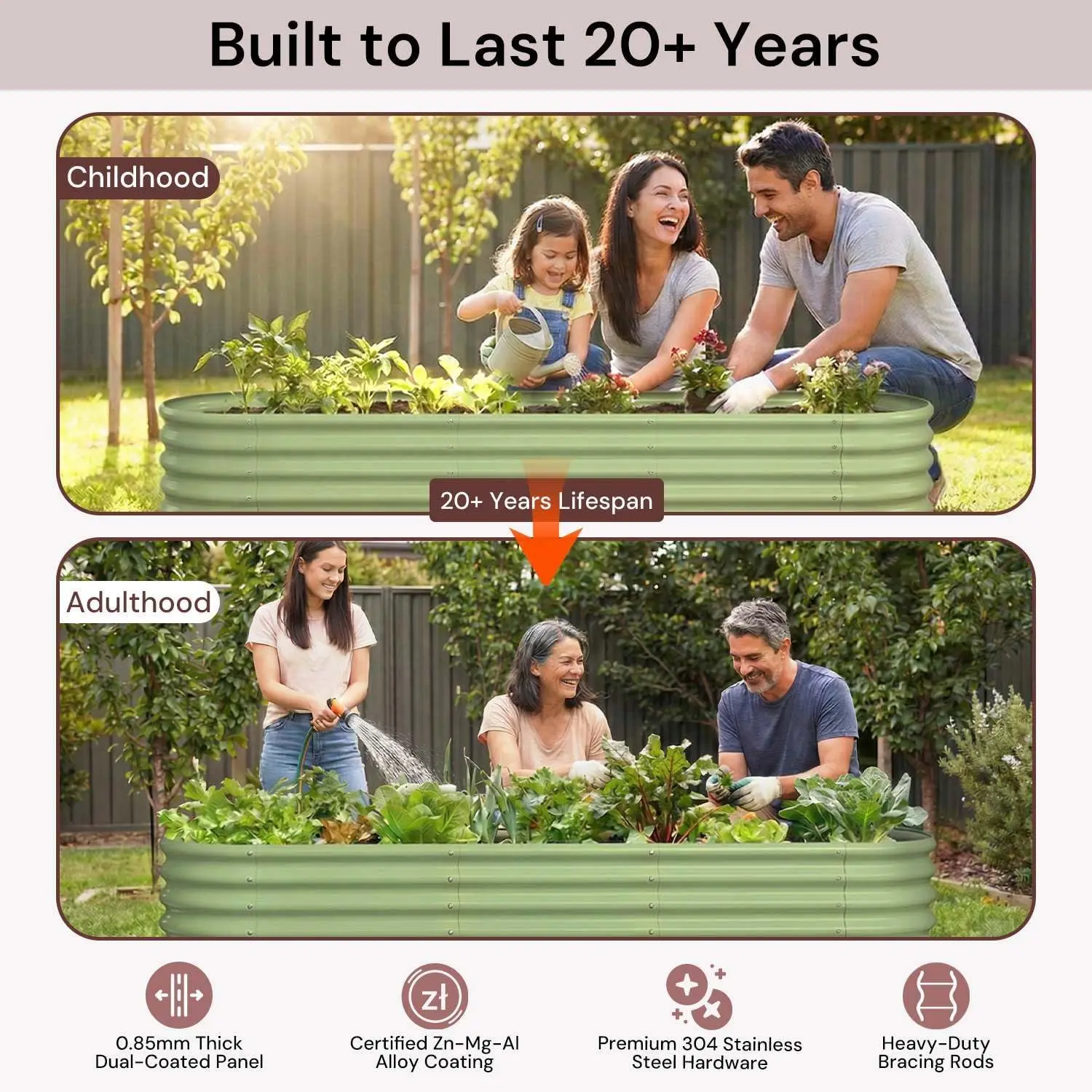 6x2x1.5 ft Galvanized Raised Garden Bed, 18