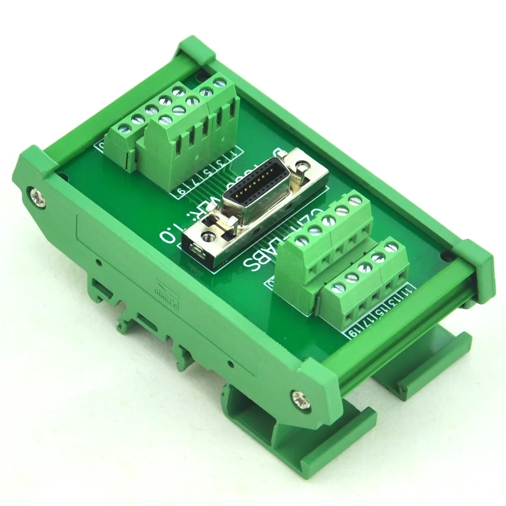 

CZH-LABS DIN Rail Mount 20-pin 0.05" Mini D Ribbon/MDR Female Interface Module, SCSI.